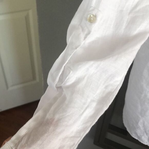 Claudio Milano White linen luxury Hi lo linen tunic blouse. Size S - Picture 6 of 8